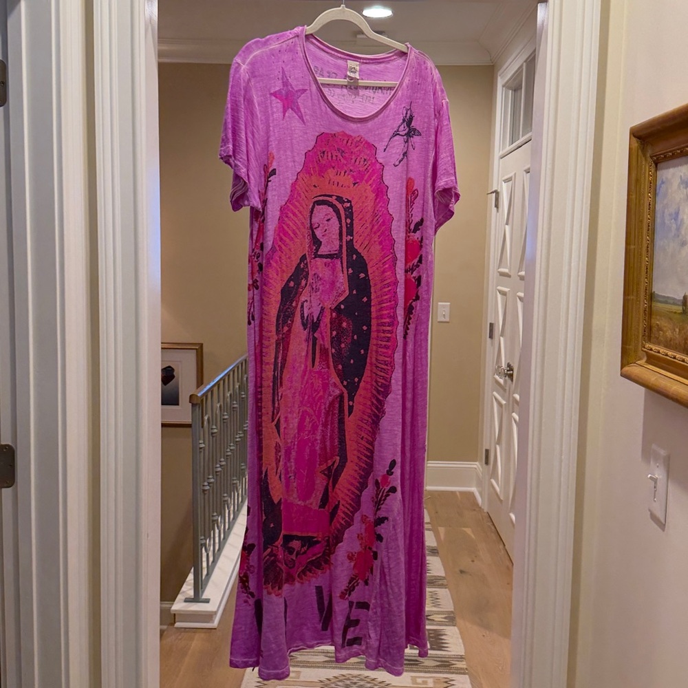 Magnolia Pearl pink Madonna Maxi tee shirt Dress(bw)